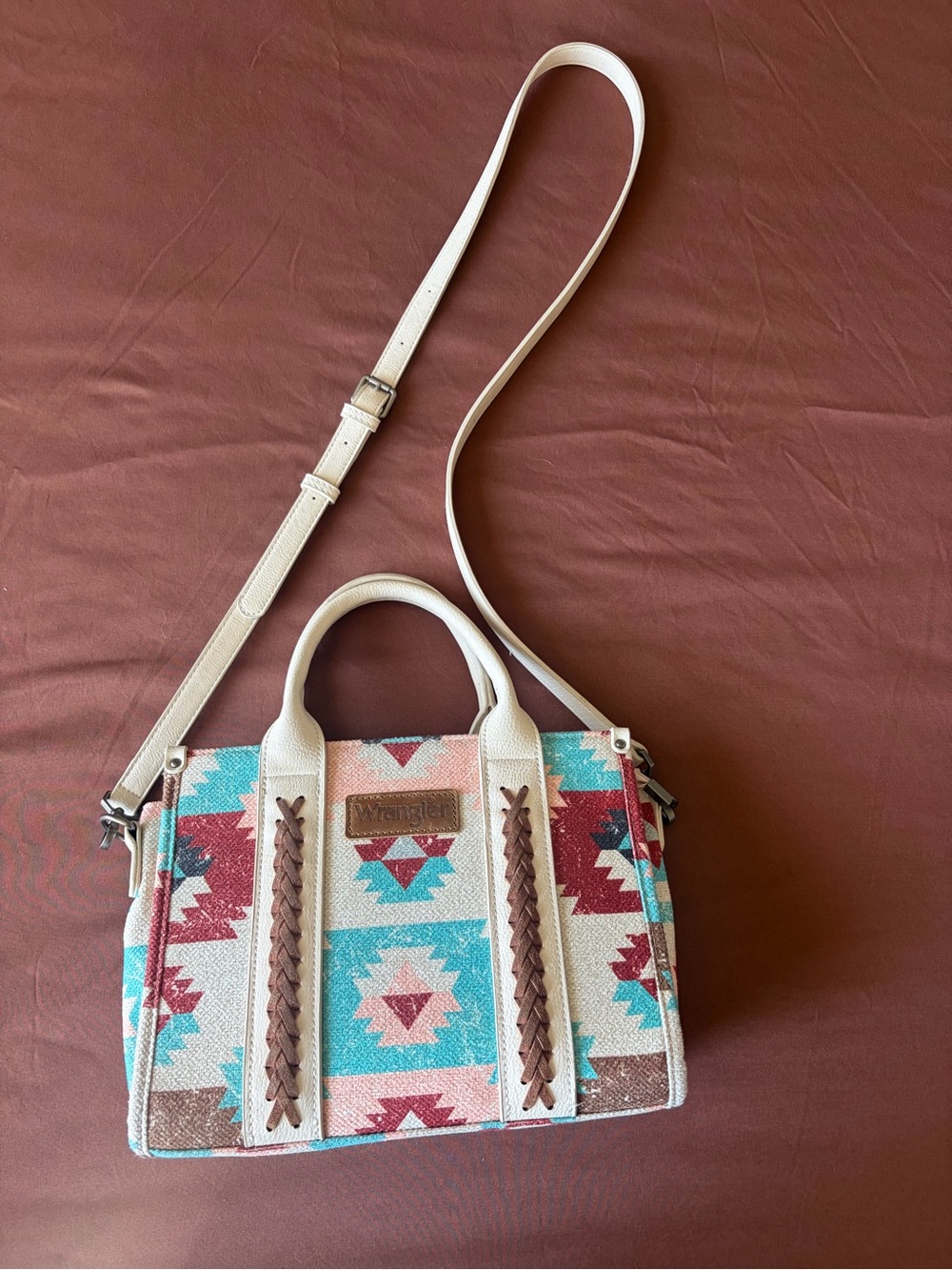 Wrangler Turquoise & Pink Southwestern Satchel Bag
